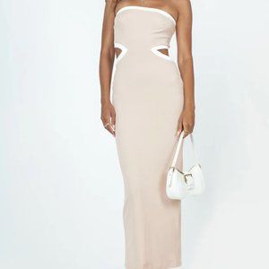 NWT Princess Polly Greta maxi dress beige/ pale pink Size 8